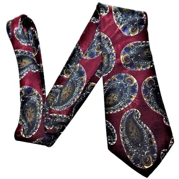 Pierre Cardin men's tie large multicolor paisley print 58 inches long silk - Picture 2 of 3